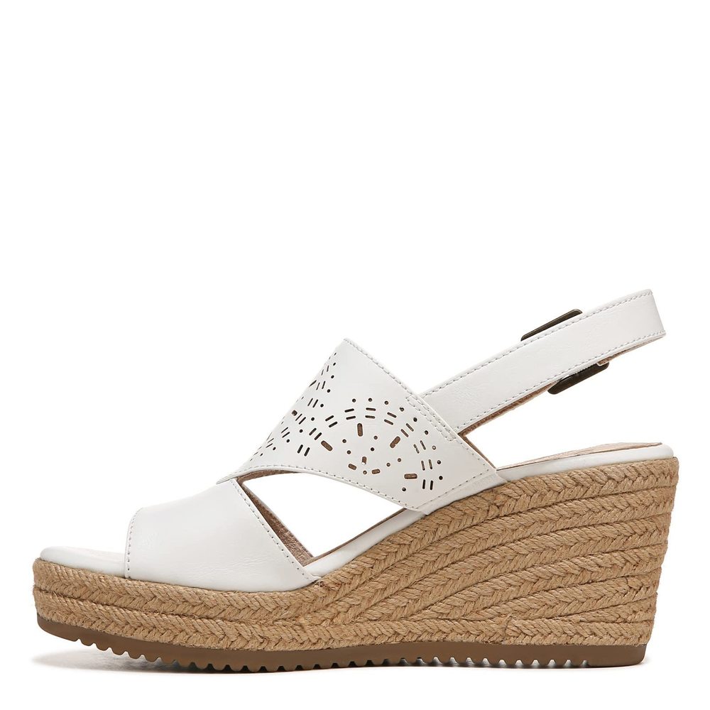 NATURALIZER SOUL WOMENS OCEAN SLINGBACK WEDGE SANDAL WHITE SMOOTH 11 M